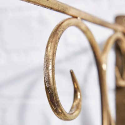 Vintage Brass Effect Wall Mounted Scrolled Outdoor Basket Hanger Garden Hanging Basket Bracket - 4