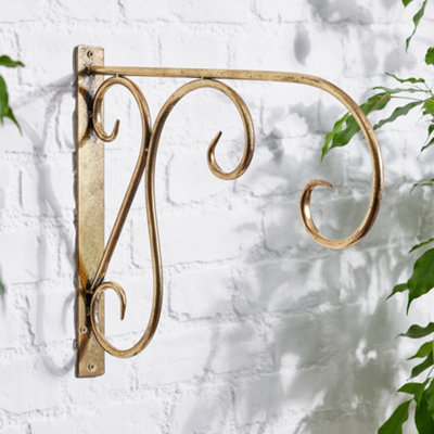 Vintage Brass Effect Wall Mounted Scrolled Outdoor Garden Bird Feeder Hanging Wall Bracket