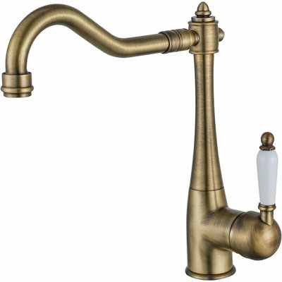 Vintage Brass Kitchen Faucet, 360 degrees Swivel Antique Kitchen Tap ...