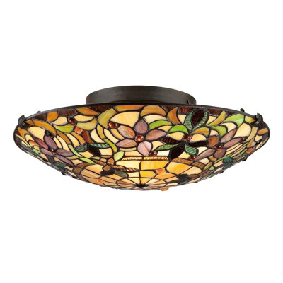 Vintage Bronze 2-Bulb Flush Mount Ceiling Light with E27 LED Compatibility