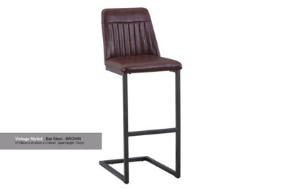 Vintage Brown Leather Bar Stool (Pack of Two)