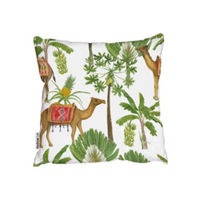 Vintage Camel, Palm Tree (Outdoor Cushion) / 60cm x 60cm