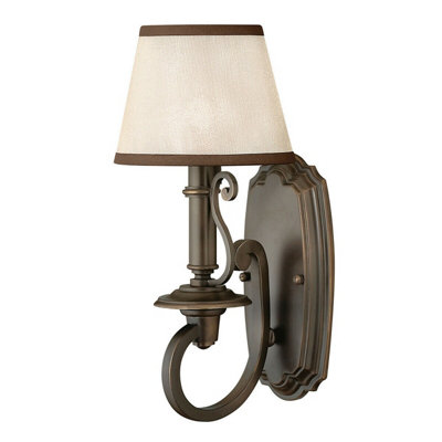 Vintage Candle Wall Light with Amber Organza Shade and Bronze Finish - E14 LED 60W