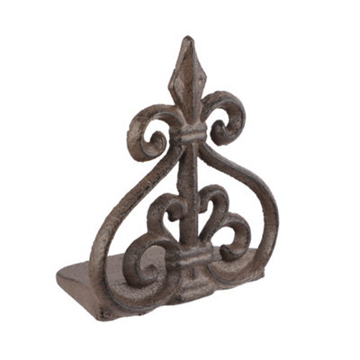 Vintage Cast Iron Door Wedge Fleur De Lys Doorstop Antique Brown Door Stopper