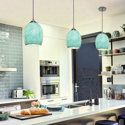 Vintage Ceiling Crackle Blue Mosaic Glass Pendant Light K420, image size:600x600