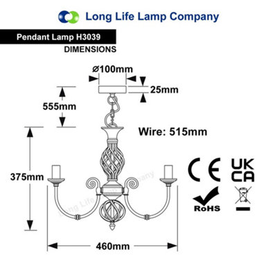 Vintage Ceiling Pendant Light Brushed Chrome Antique Hanging Chandelier Candle Lantern H3039