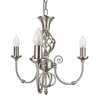 Vintage Ceiling Pendant Light Brushed Chrome Antique Hanging Chandelier Candle Lantern H3039