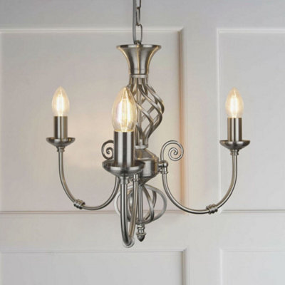 Vintage Ceiling Pendant Light Brushed Chrome Antique Hanging Chandelier Candle Lantern H3039