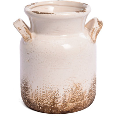 Vintage Ceramic Rustic Vase Planter (Beige)
