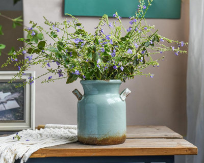 Vintage Ceramic Rustic Vase Planter (Blue)