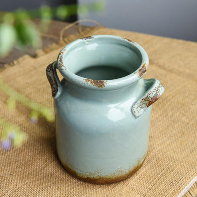 Vintage Ceramic Rustic Vase Planter (Blue)