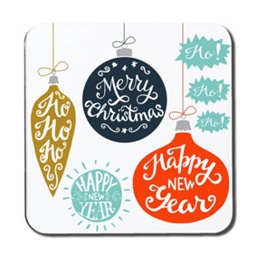 Vintage christmas baubles with merry christmas (coaster) / Default Title