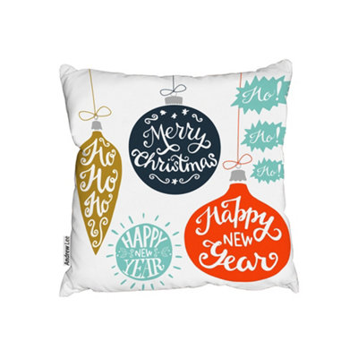 Vintage christmas baubles with merry christmas (outdoor cushion) / 45cm x 45cm