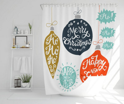 Vintage christmas baubles with merry christmas (shower curtain) / Default Title Price Comparisons | Compare The Build
