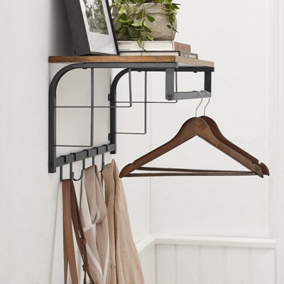 Vintage Coat Rack Hook Wall Mounted with Storage Shelf Wall Shelf with 5 Hooks for Entryway Hallway Bedroom Bathroom Room DIY at B Q