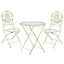 Vintage Cream 3 Piece Alfresco Outdoor Garden Furniture Dining Table and Chair Folding Bistro Set