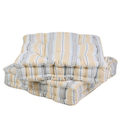 Vintage Cream Iron Arched Back Outdoor Garden Furniture Garden Bench with Free Set of 2 Blue Box Cushions - 4