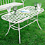 Vintage Cream Iron Slatted Outdoor Garden Furniture Coffee Table