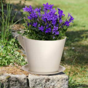 Vintage Cream Tea Cup Indoor Outdoor Planter Garden Decor Plant Pot
