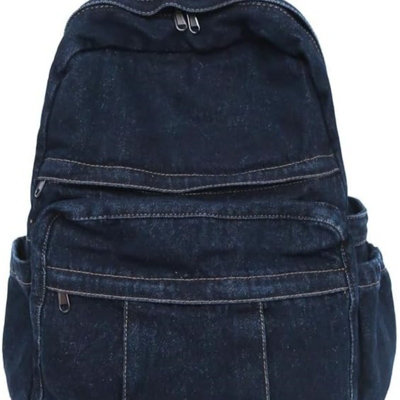 Vintage Denim Bucket Bag Backpack for Women Men Large Capacity