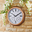Vintage Design Garden Clock - Battery Powered Waterproof Wall Clock with Hygrometer & Thermometer - 38cm Diameter, Copper