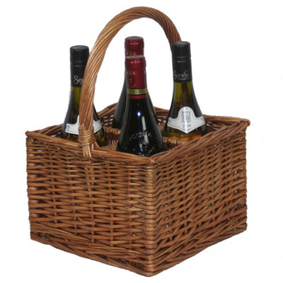 Vintage Double Steamed 4 Bottle Wicker Wine Carrier Gifts Ideas