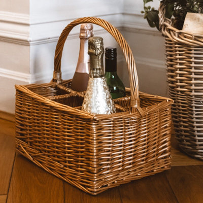 Vintage Double Steamed 6 Bottle Wicker Wine Carrier