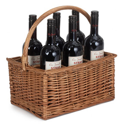 Vintage Double Steamed 6 Bottle Wicker Wine Carrier