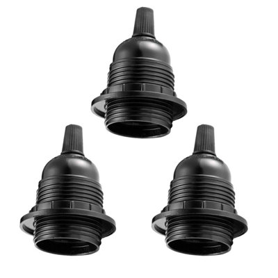Vintage E27 Lamp Holder Black,Plastic Bulb Socket Adapter Pendant Light ...