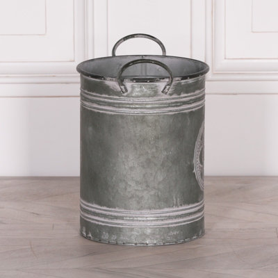 Vintage Embossed Rustic Style Galvanised Metal Tin Bucket Style Planter
