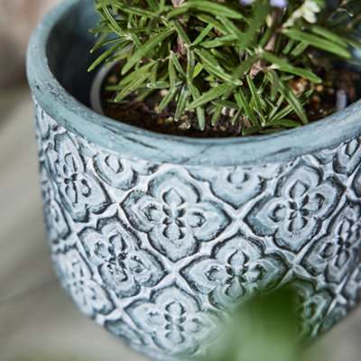 Vintage Embossed Trellis Design Large Flower Planter Indoor Outdoor Plant Pot - 4