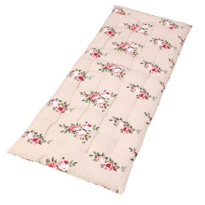 Vintage English Rose Floral Print Outdoor Garden Bench Cushion 110cm L x 45cm W