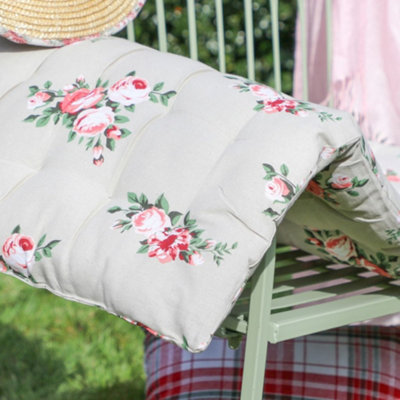 Vintage English Rose Floral Print Outdoor Garden Bench Cushion 110cm L x 45cm W - 4
