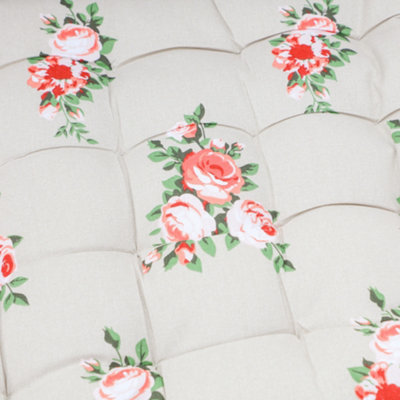 Vintage English Rose Floral Print Summer Outdoor Garden Bench Cushion 110cm L x 45cm W - 5