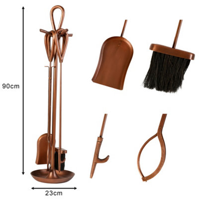 Vintage Fireplace Copper Effect Antique Fireside Companion Set 90cm High