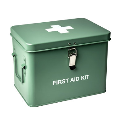 Vintage First Aid Storage Box Metal Square Canister with Airtight Seal ...