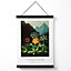 Vintage Floral Exhibition -  Colourful Auricula Flowers Medium Poster with Black Hanger