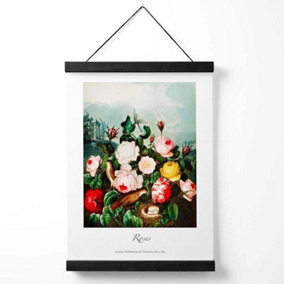Vintage Floral Exhibition -  Cottage Roses Medium Poster with Black Hanger