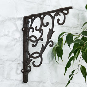 Vintage Floralis Scrolled Iron Wall Mounted Garden Hanging Basket Bracket