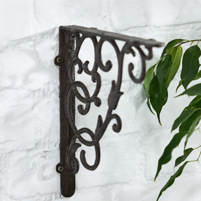 Vintage Floralis Scrolled Iron Wall Mounted Garden Hanging Basket Bracket