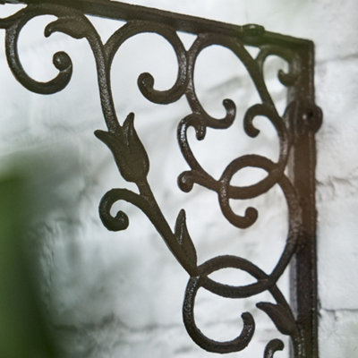 Vintage Floralis Scrolled Iron Wall Mounted Garden Hanging Basket Bracket - 4