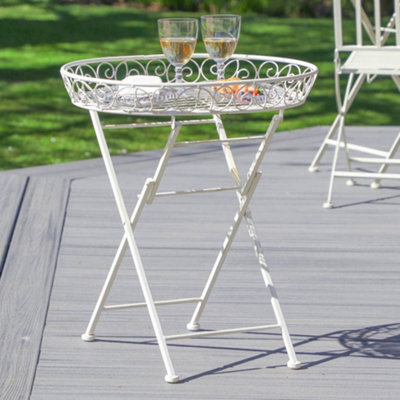 Antiqued Metal Folding Tray Table