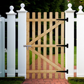 Vintage Garden Wood Picket Fence Gate Pedestrian Gate Outdoor Barrier Door with Latch H 150cm x W 90cm