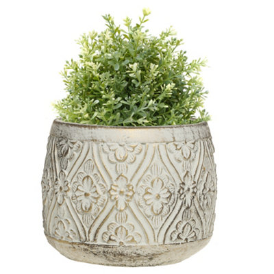 Vintage Gold Small Embossed Floral Design Indoor Outdoor Garden Planter Flower Plant Pot