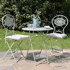 Vintage Green 3 Piece Outdoor Alfresco Garden Furniture Dining Table and Chair Folding Bistro Set