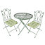 Vintage Green 3 Piece Outdoor Garden Furniture Dining Table and Chair Folding Bistro Set with Free Set of 2 Green Box Cushions