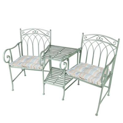 Vintage Green Arched Outdoor Garden Furniture Companion Seat Bench