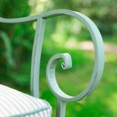 Vintage Green Arched Outdoor Garden Furniture Companion Seat Bench with Free Set of 2 Floral Box Cushions - 3