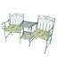 Vintage Green Arched Outdoor Garden Furniture Companion Seat Garden Bench with Free Set of 2 Green Box Cushions