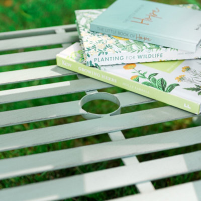 Vintage Green Arched Outdoor Garden Furniture Companion Seat Garden Bench with Free Set of 2 Green Seat Pad Cushions